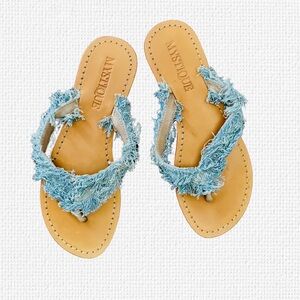 Denim Fringe flip flop